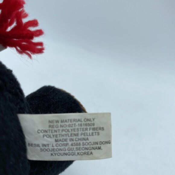 Sears Christmas Plush Beanbag Black Bear Santa Hat Striped Scarf 2010 Crispin - Picture 8 of 10